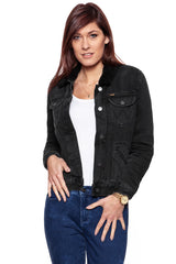 DAMSKA KURTKA JEANSOWA WRANGLER DENIM SHERPA JACKET ALL BLACK W402UD899