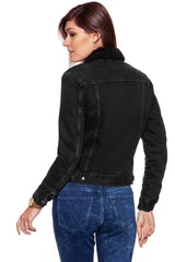 DAMSKA KURTKA JEANSOWA WRANGLER DENIM SHERPA JACKET ALL BLACK W402UD899