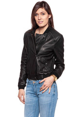 DAMSKA KURTKA SKÓRZANE WRANGLER LEATHER JACKET BLACK W4134ZC01