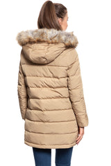 DAMSKA KURTKA ZIMOWA WRANGLER LONG PUFFER CLAY BEIGE W4126VJWM