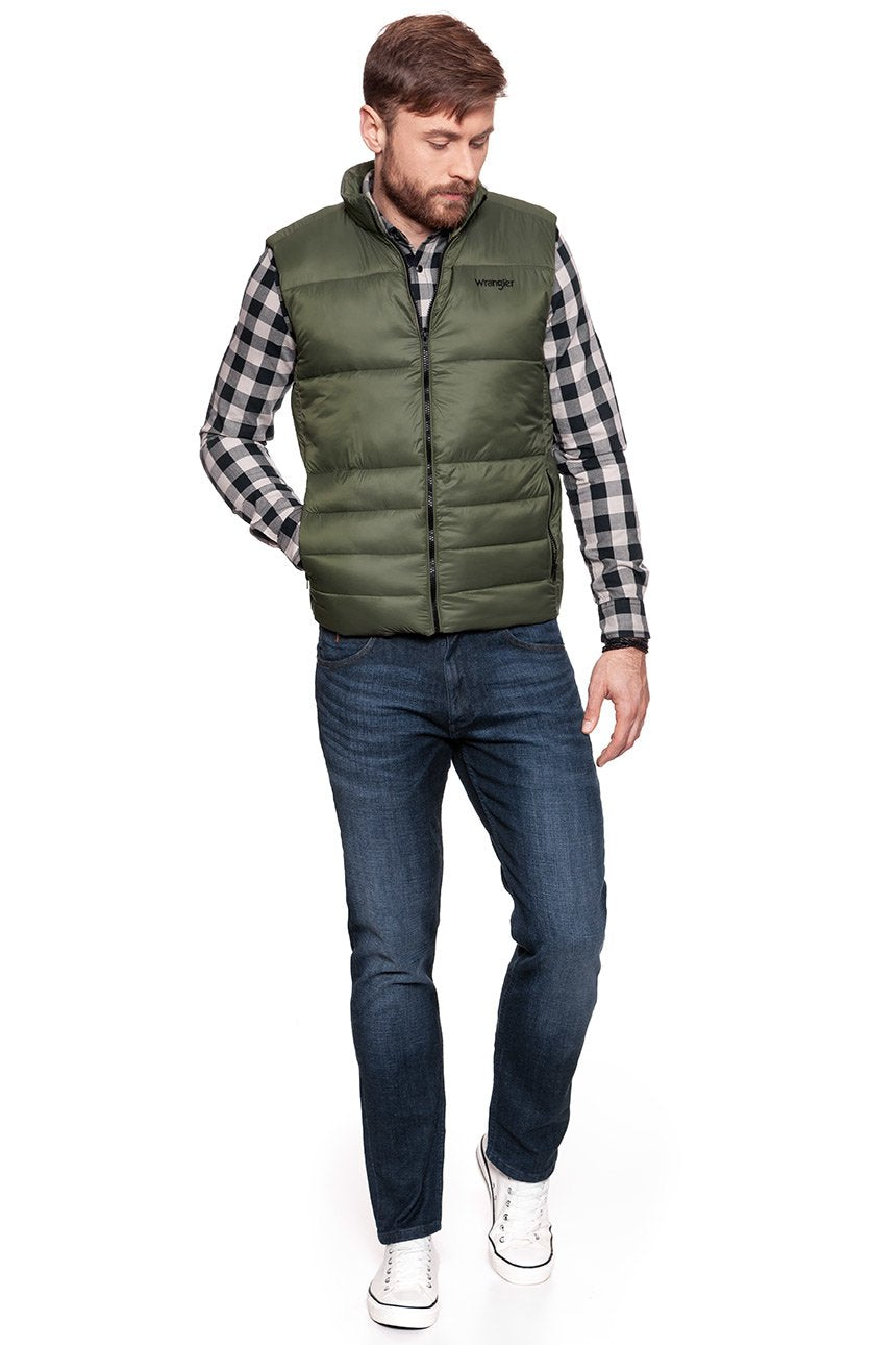 MĘSKI BEZRĘKAWNIK WRANGLER PUFFER VEST DUSTY OLIVE W4723X445