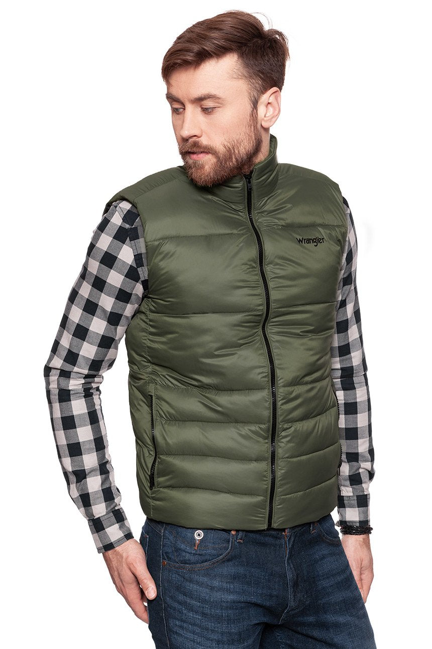 MĘSKI BEZRĘKAWNIK WRANGLER PUFFER VEST DUSTY OLIVE W4723X445