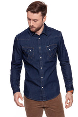 KOSZULA JEANSOWA MĘSKA WRANGLER WESTERN DENIM SHIRT DRY INDIGO W59421DZ0