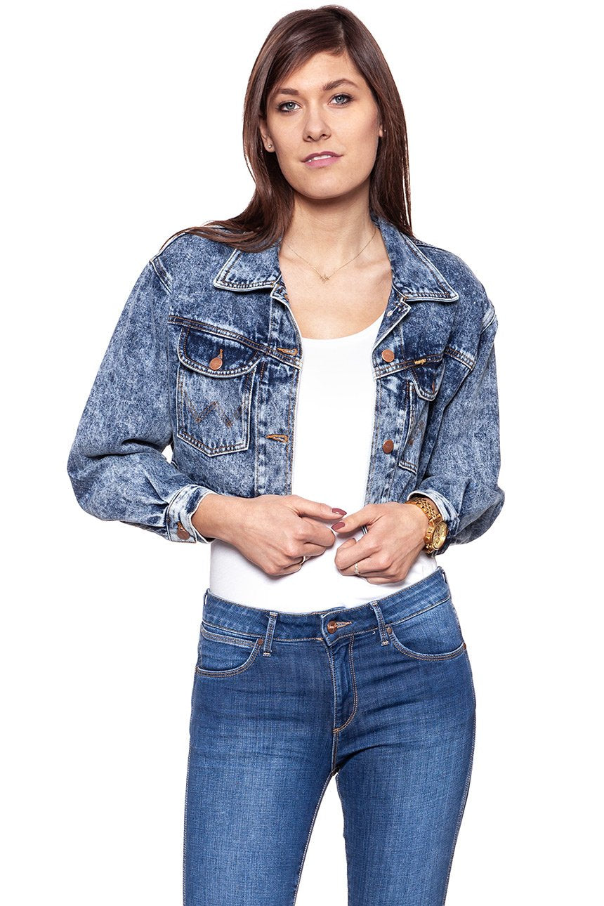 DAMSKA KURTKA JEANSOWA WRANGLER CROPPED JACKET RISKY BUSINESS W421GF25G