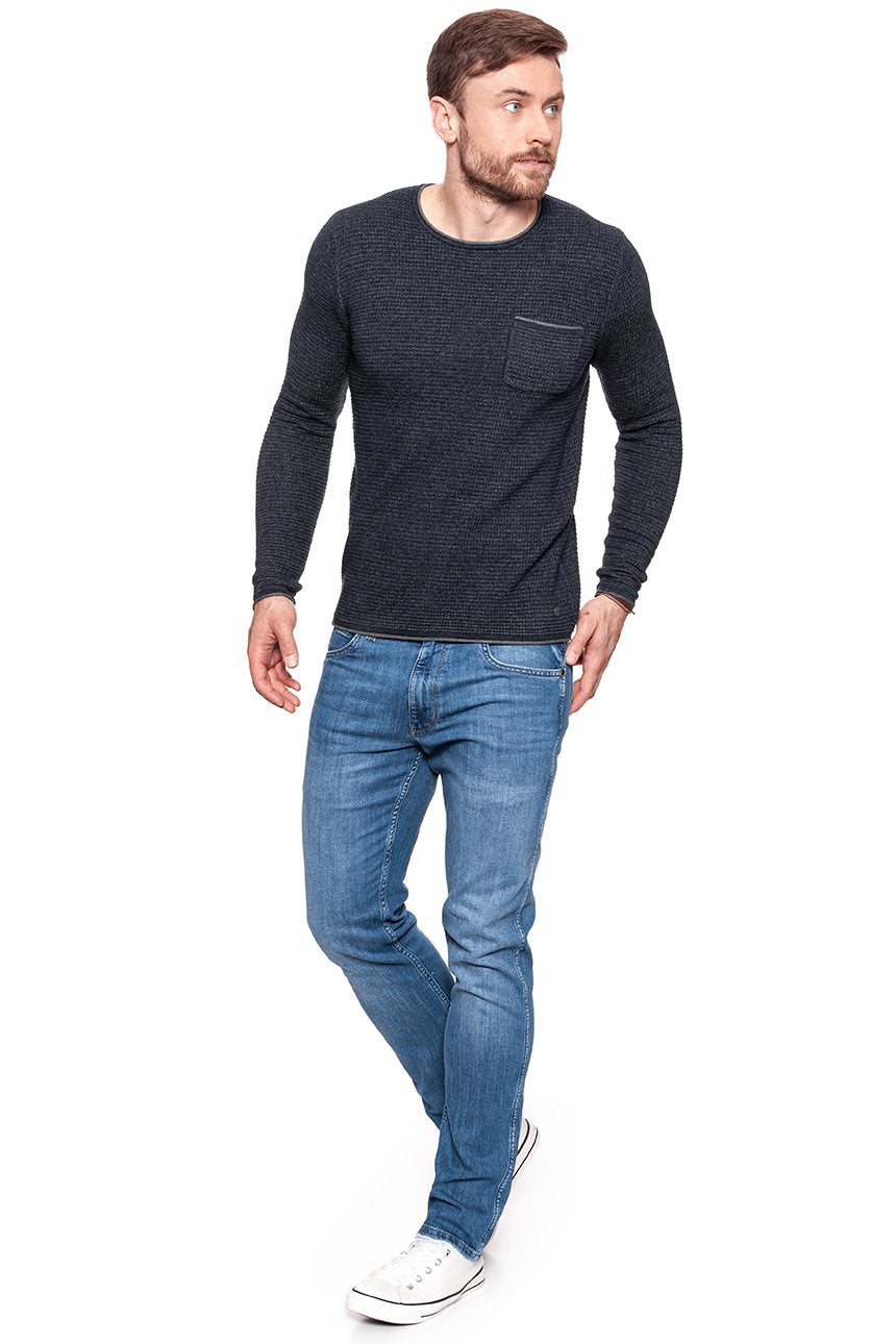 MĘSKI SWETER MUSTANG DOUBLEFACE JUMPER DARK SAPPHIRE 1006573 4136