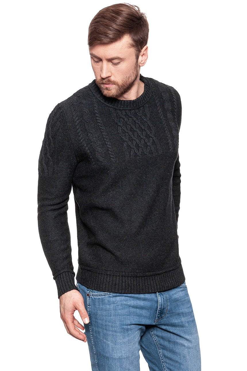 MUSTANG Heavy Knit Jumper Czarny 1006716 4151