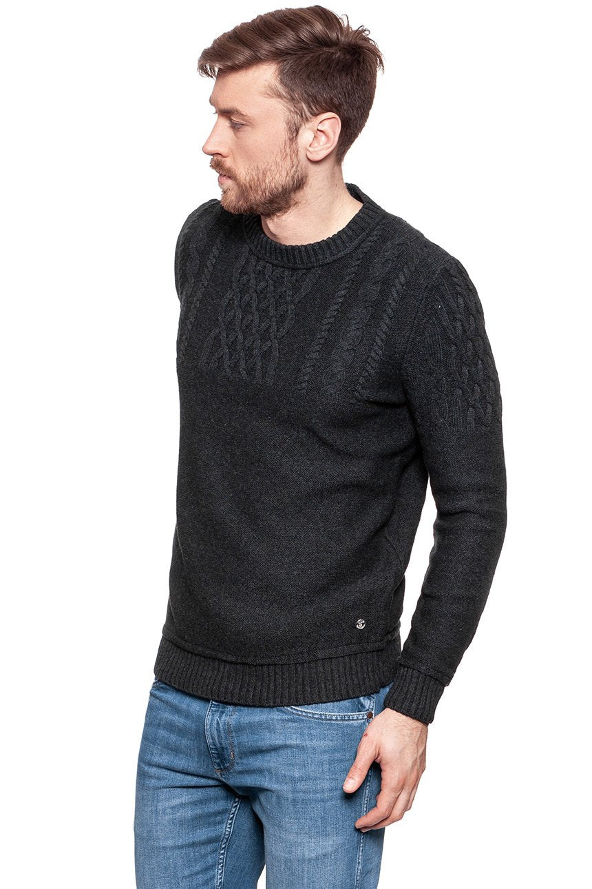 MUSTANG Heavy Knit Jumper Czarny 1006716 4151