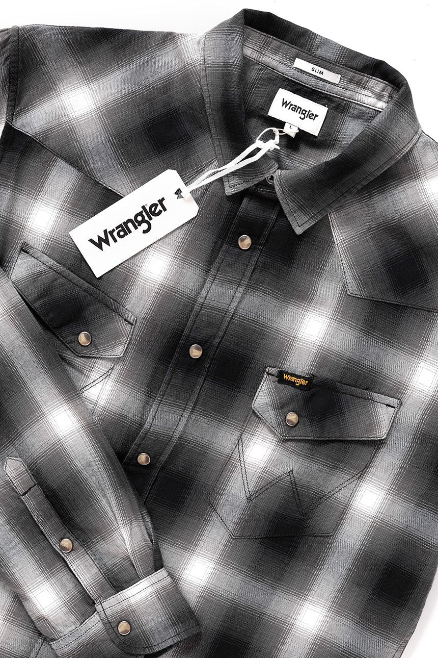 KOSZULA WRANGLER LS WESTERN SHIRT BLACK W57163N01