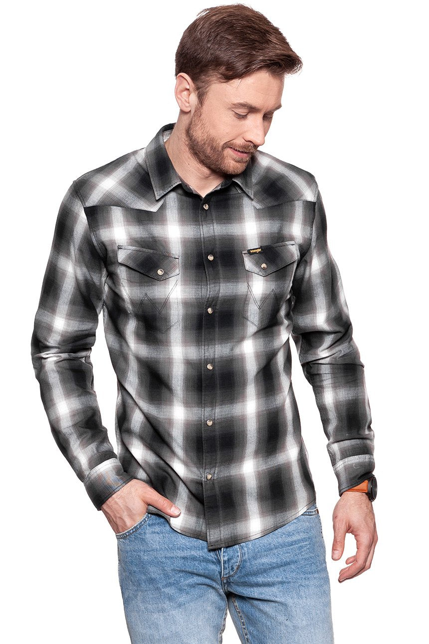 KOSZULA WRANGLER LS WESTERN SHIRT BLACK W57163N01