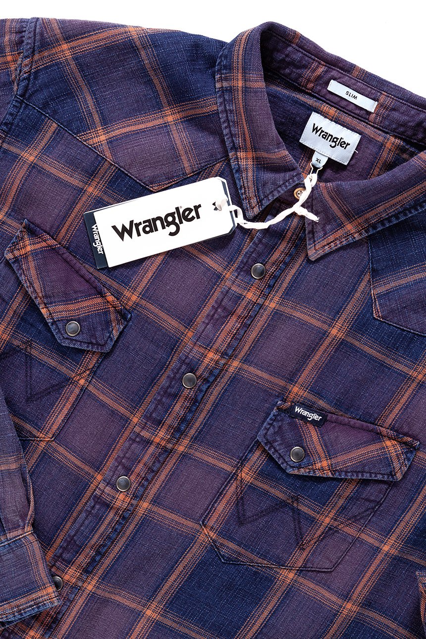 KOSZULA WRANGLER LS WESTERN SHIRT PURPLE PENNANT W5716STWT