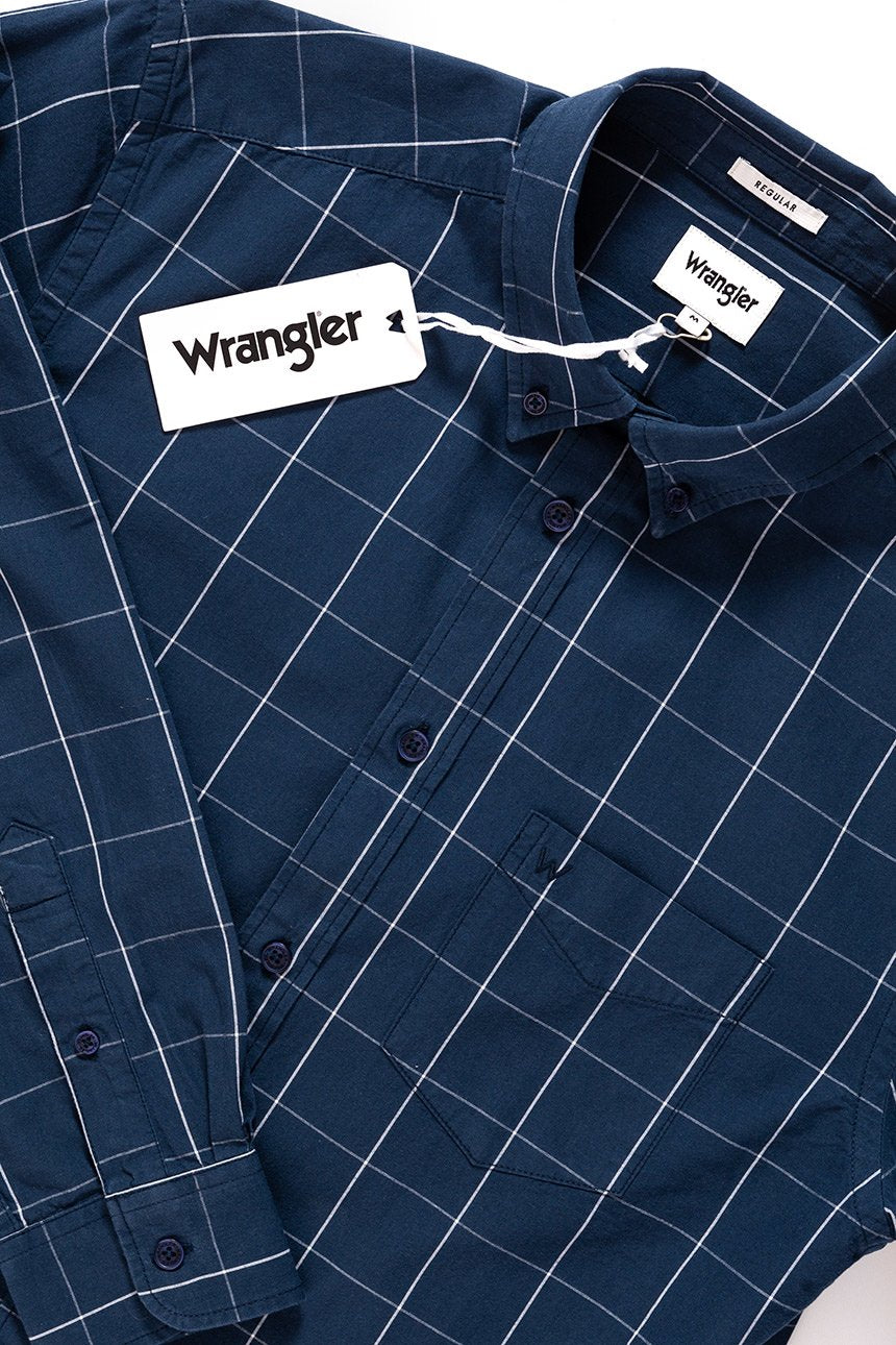 KOSZULA WRANGLER LS 1PKT BUTTON DOWN NAVY W58743N35