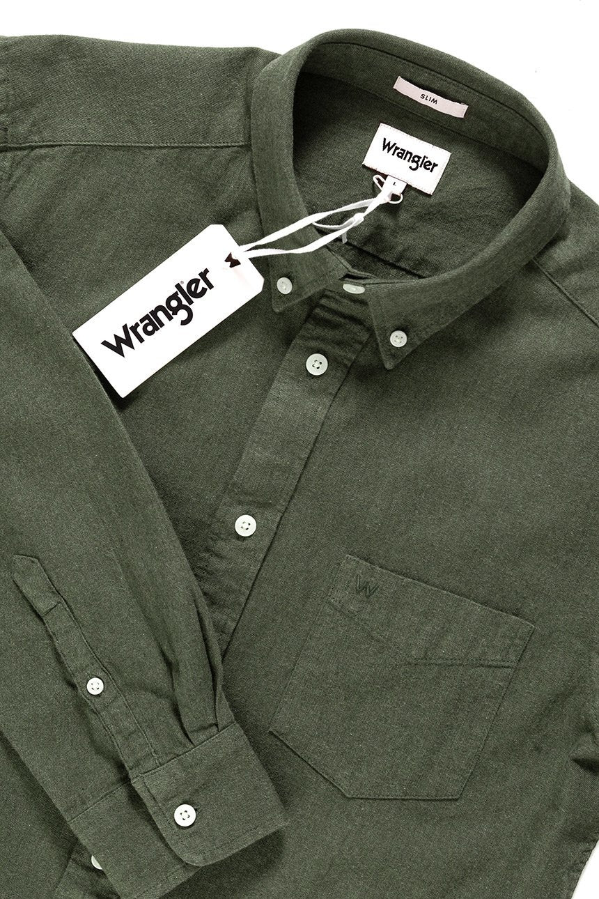 KOSZULA WRANGLER LS BUTTON DOWN SHIRT IVY GREEN W5883TNIX