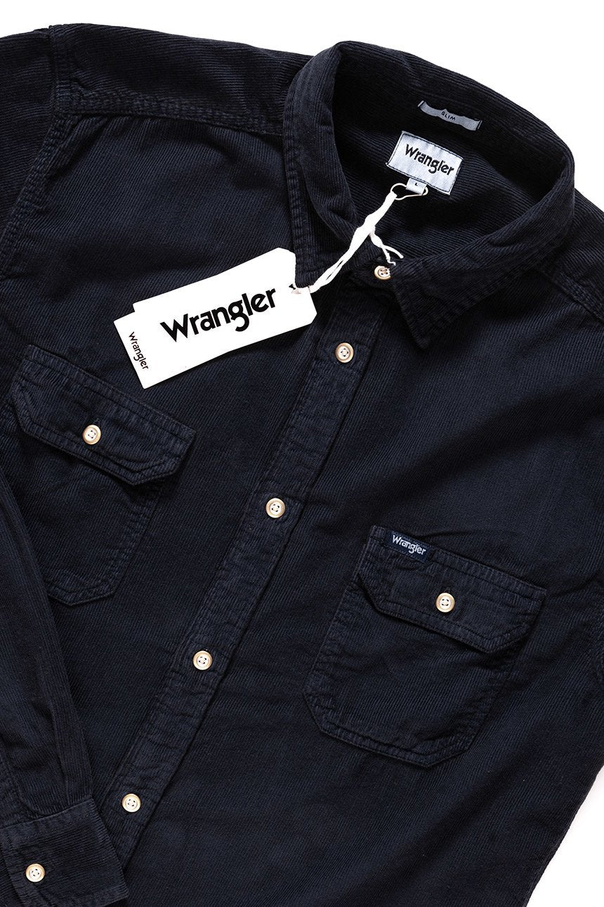 KOSZULA WRANGLER LS 2PKT FLAP SHIRT DARK NAVY W5996TCAE