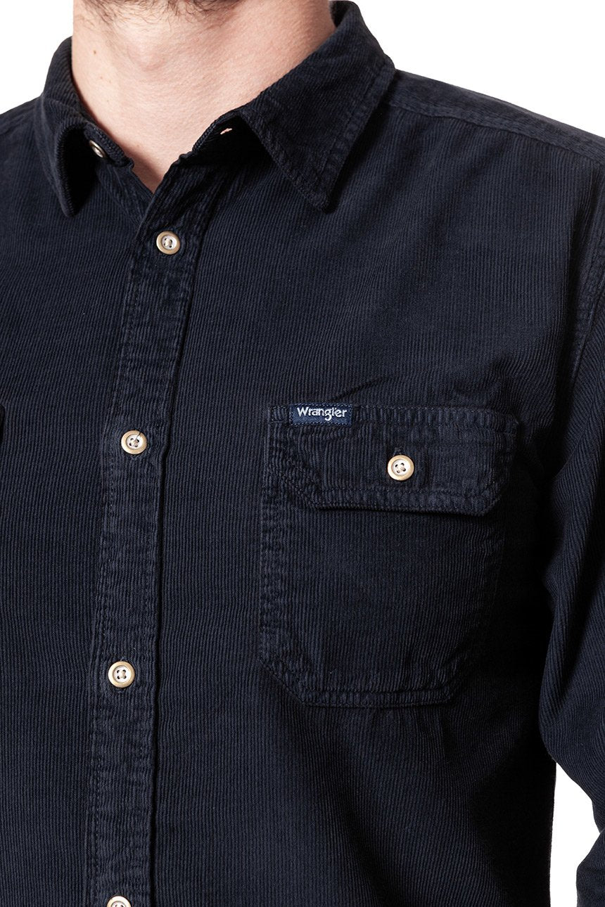 KOSZULA WRANGLER LS 2PKT FLAP SHIRT DARK NAVY W5996TCAE