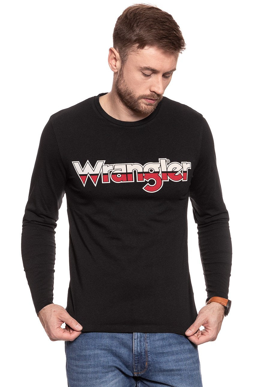 LONGSLEEVE WRANGLER LS LOGO TEE BLACK W7A85D301