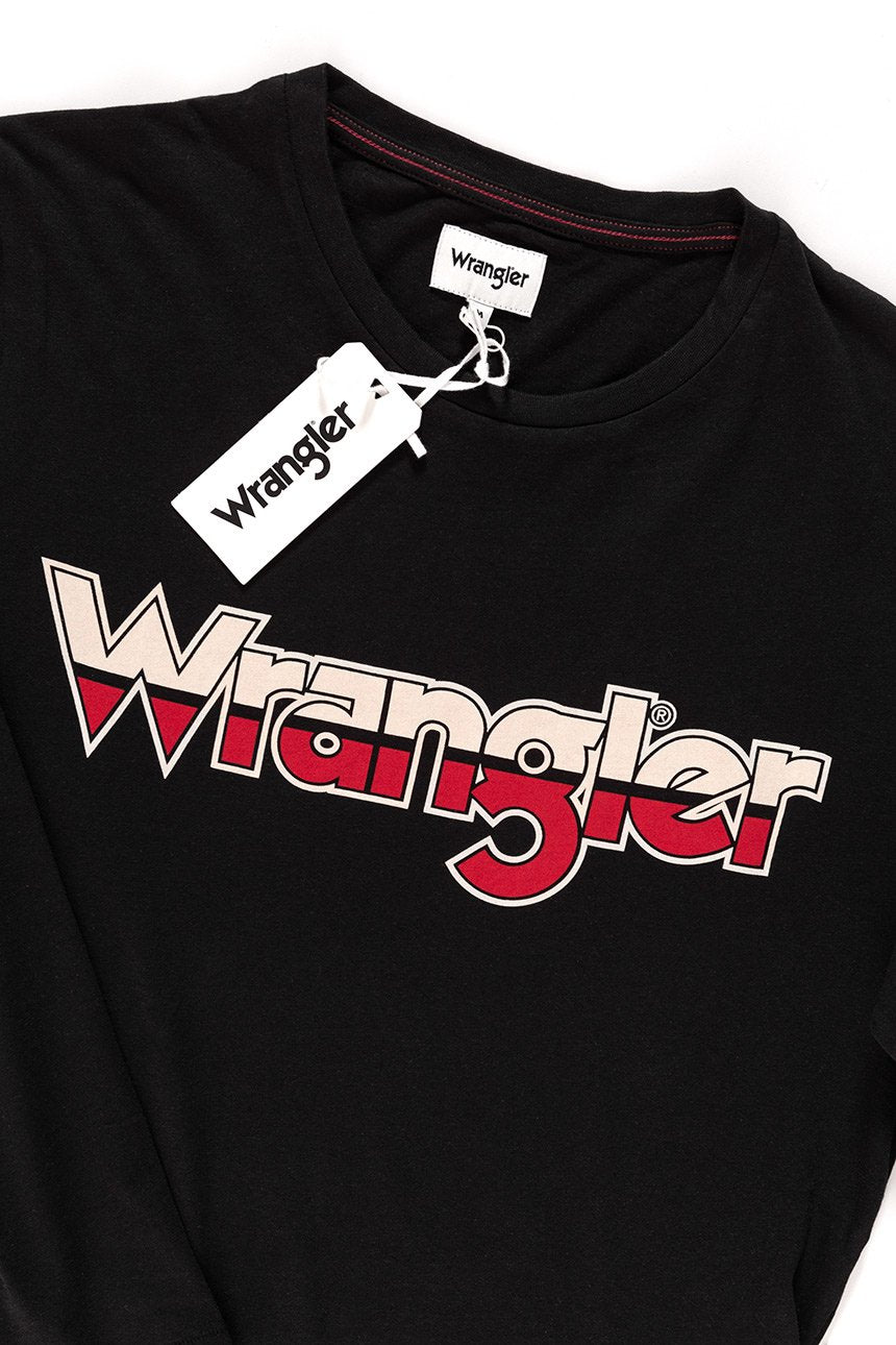 LONGSLEEVE WRANGLER LS LOGO TEE BLACK W7A85D301