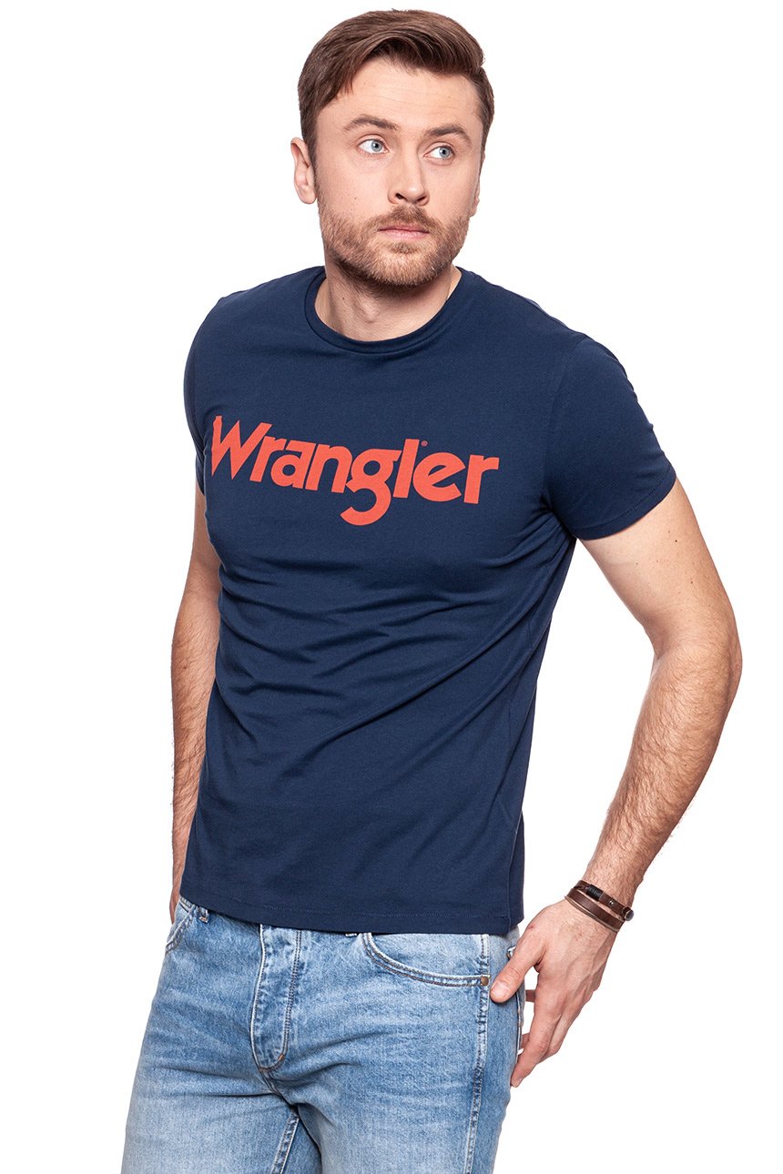 KOSZULKA WRANGLER SS LOGO TEE NAVY W7A86D335