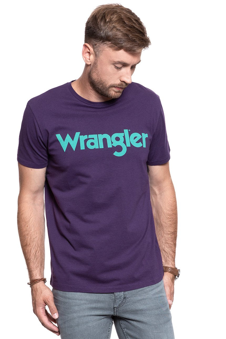 KOSZULKA WRANGLER SS LOGO TEE PURPLE PENNANT W7A86D3WT