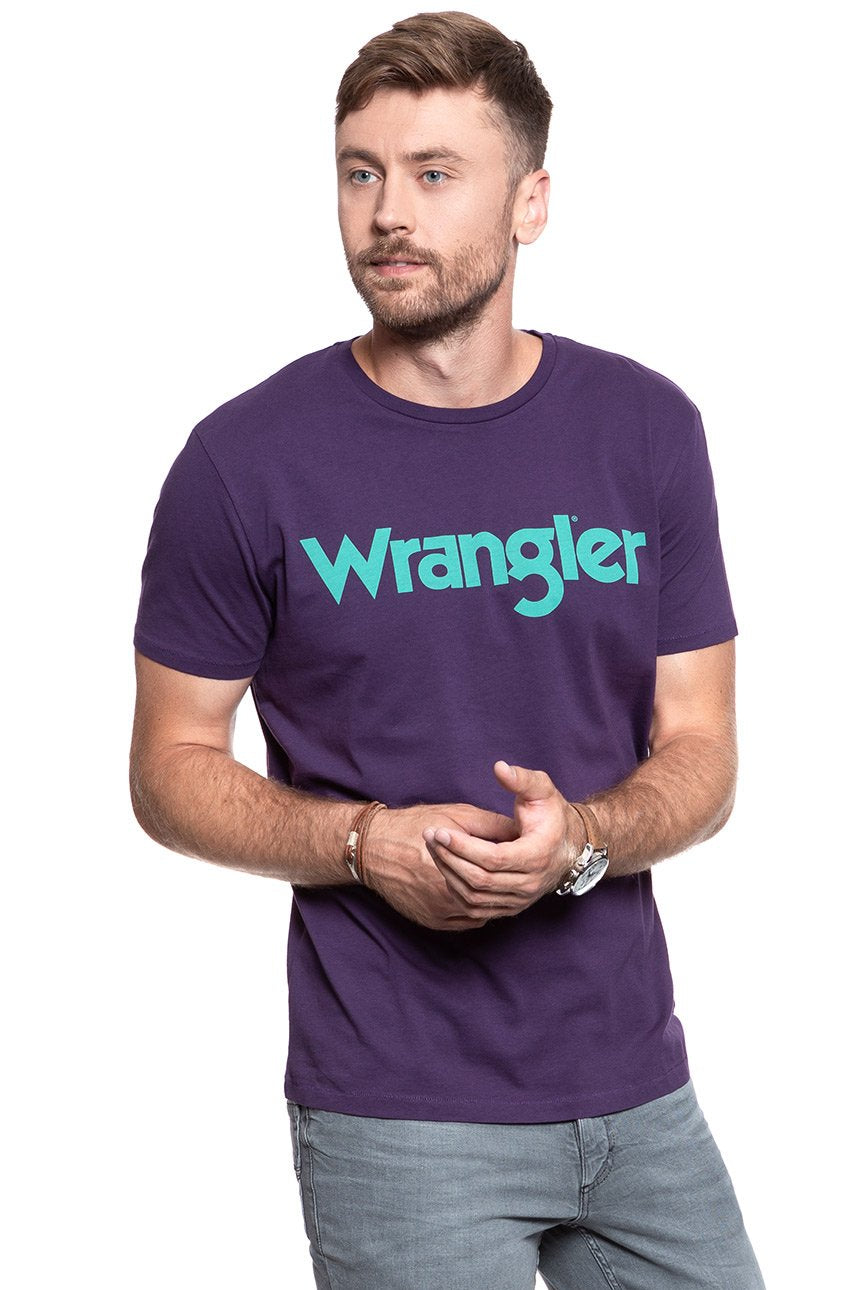 KOSZULKA WRANGLER SS LOGO TEE PURPLE PENNANT W7A86D3WT