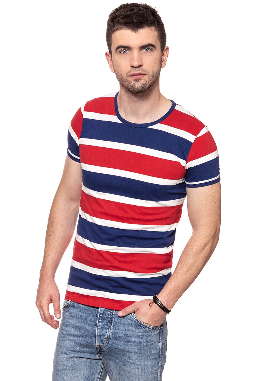 KOSZULKA WRANGLER STRIPE TEE TRUE RED W7B29DY74