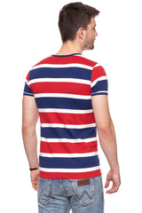 KOSZULKA WRANGLER STRIPE TEE TRUE RED W7B29DY74