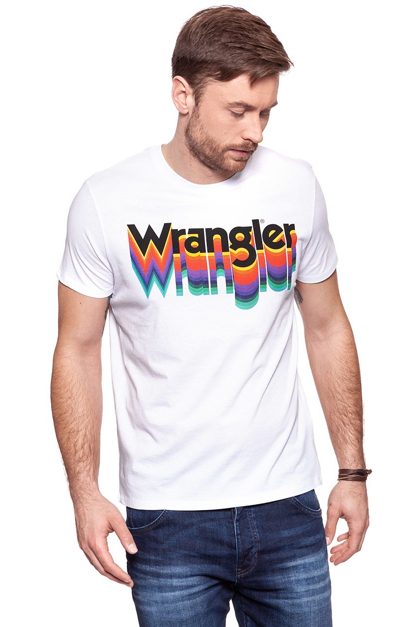 KOSZULKA WRANGLER LOGO TEE WHITE W7B62FQ12