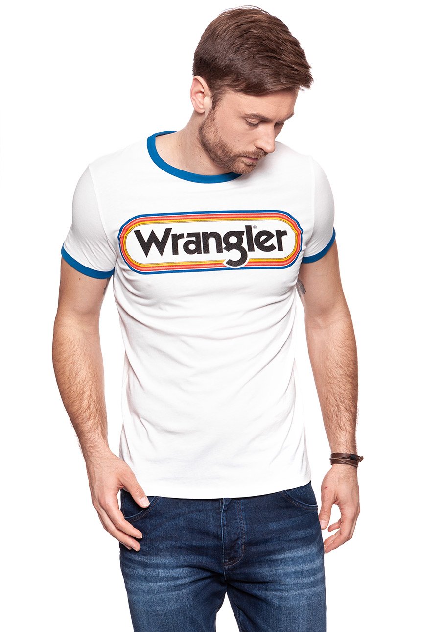 KOSZULKA WRANGLER LOGO RINGER TEE OFFWHITE W7B68FQ02