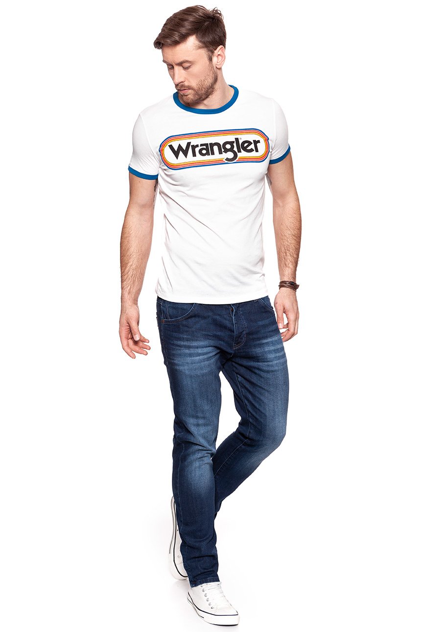 KOSZULKA WRANGLER LOGO RINGER TEE OFFWHITE W7B68FQ02