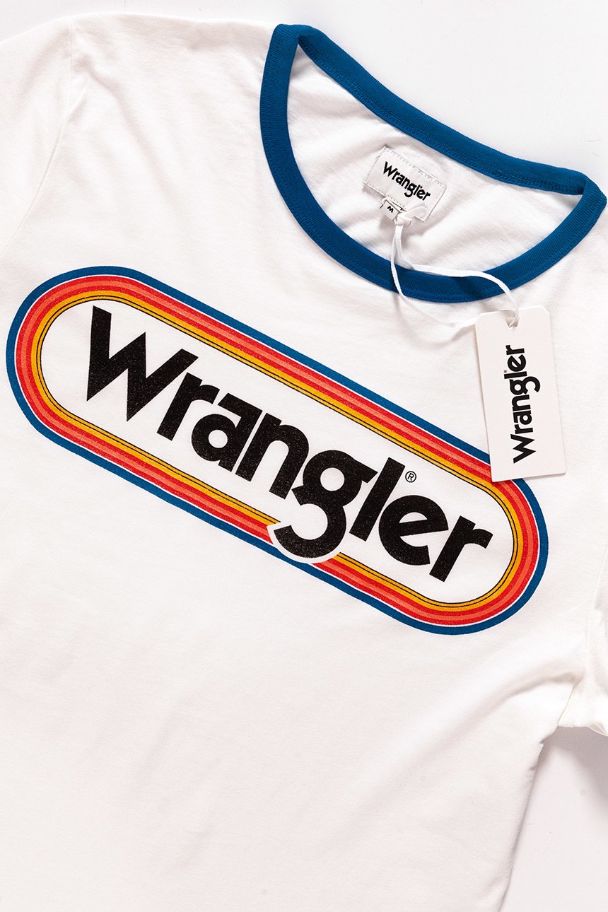 KOSZULKA WRANGLER LOGO RINGER TEE OFFWHITE W7B68FQ02