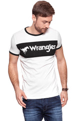 KOSZULKA WRANGLER LOGO RINGER TEE EGRET OFF WHITE W7B68FQIO