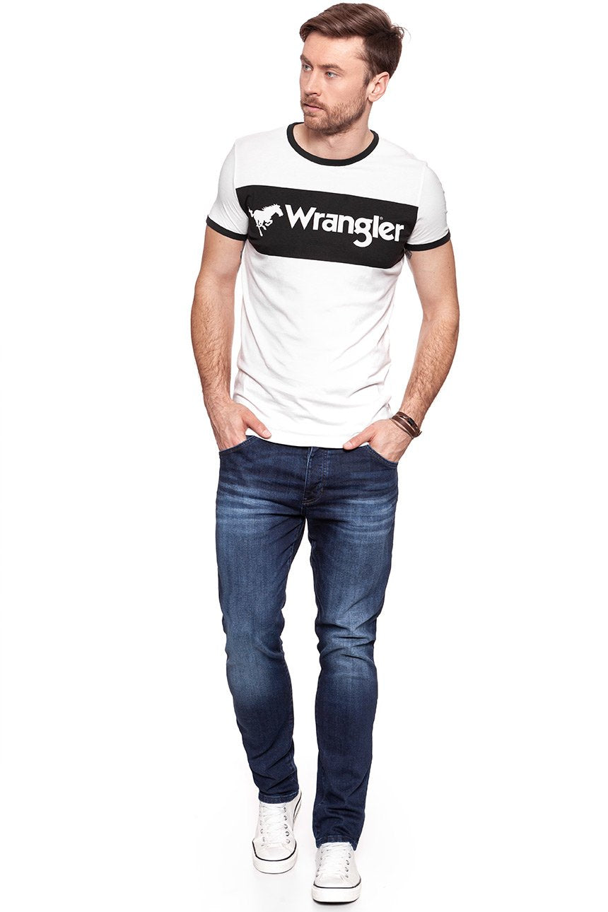 KOSZULKA WRANGLER LOGO RINGER TEE EGRET OFF WHITE W7B68FQIO