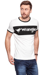 KOSZULKA WRANGLER LOGO RINGER TEE EGRET OFF WHITE W7B68FQIO