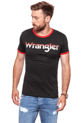 KOSZULKA WRANGLER LOGO RINGER TEE FADED BLACK W7B68FQV6