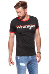 KOSZULKA WRANGLER LOGO RINGER TEE FADED BLACK W7B68FQV6