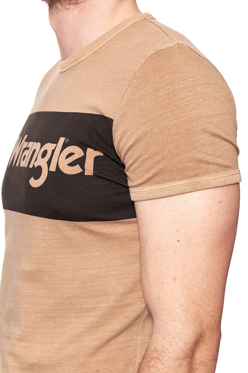 KOSZULKA WRANGLER LOGO RINGER TEE MILKY COFFEE W7B68FQVN