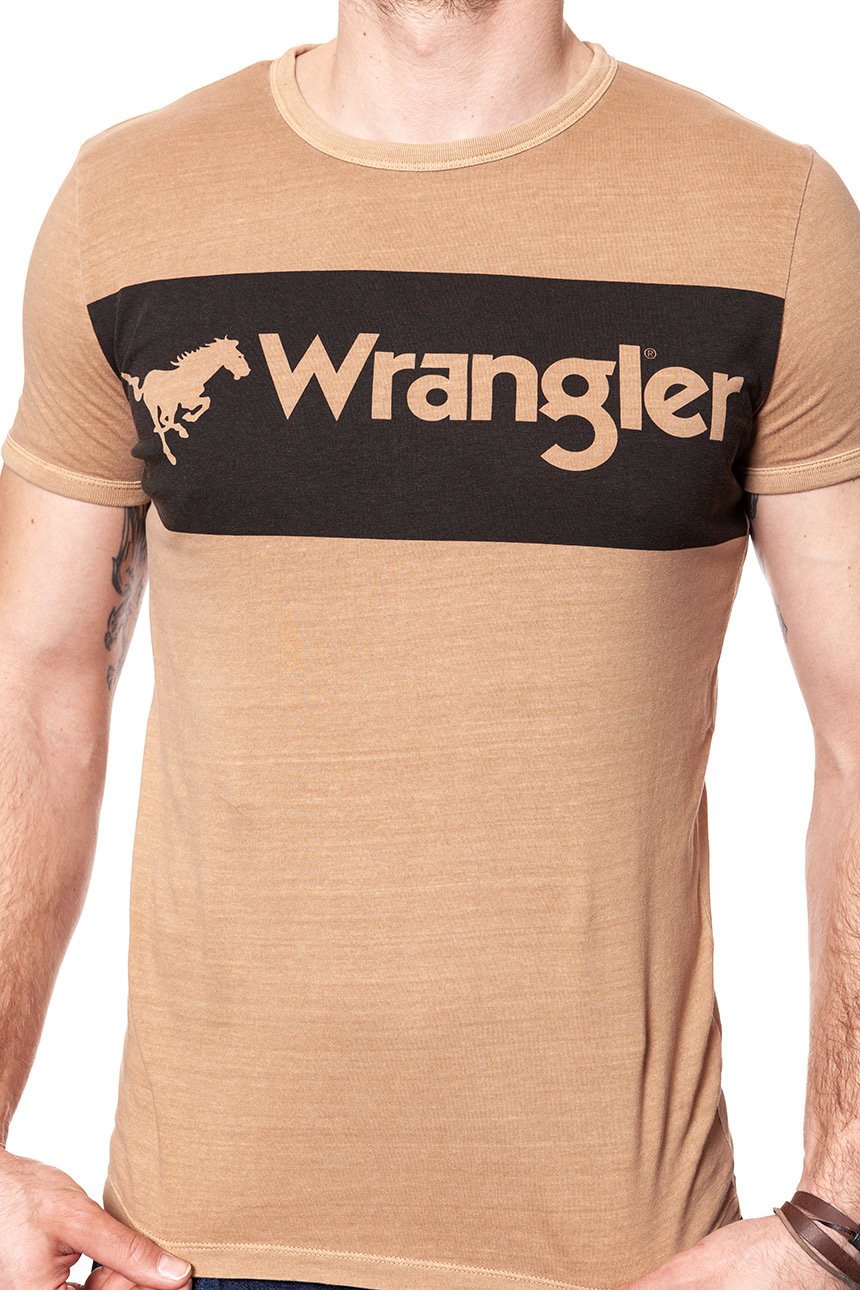 KOSZULKA WRANGLER LOGO RINGER TEE MILKY COFFEE W7B68FQVN