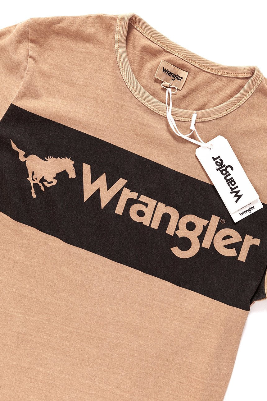 KOSZULKA WRANGLER LOGO RINGER TEE MILKY COFFEE W7B68FQVN