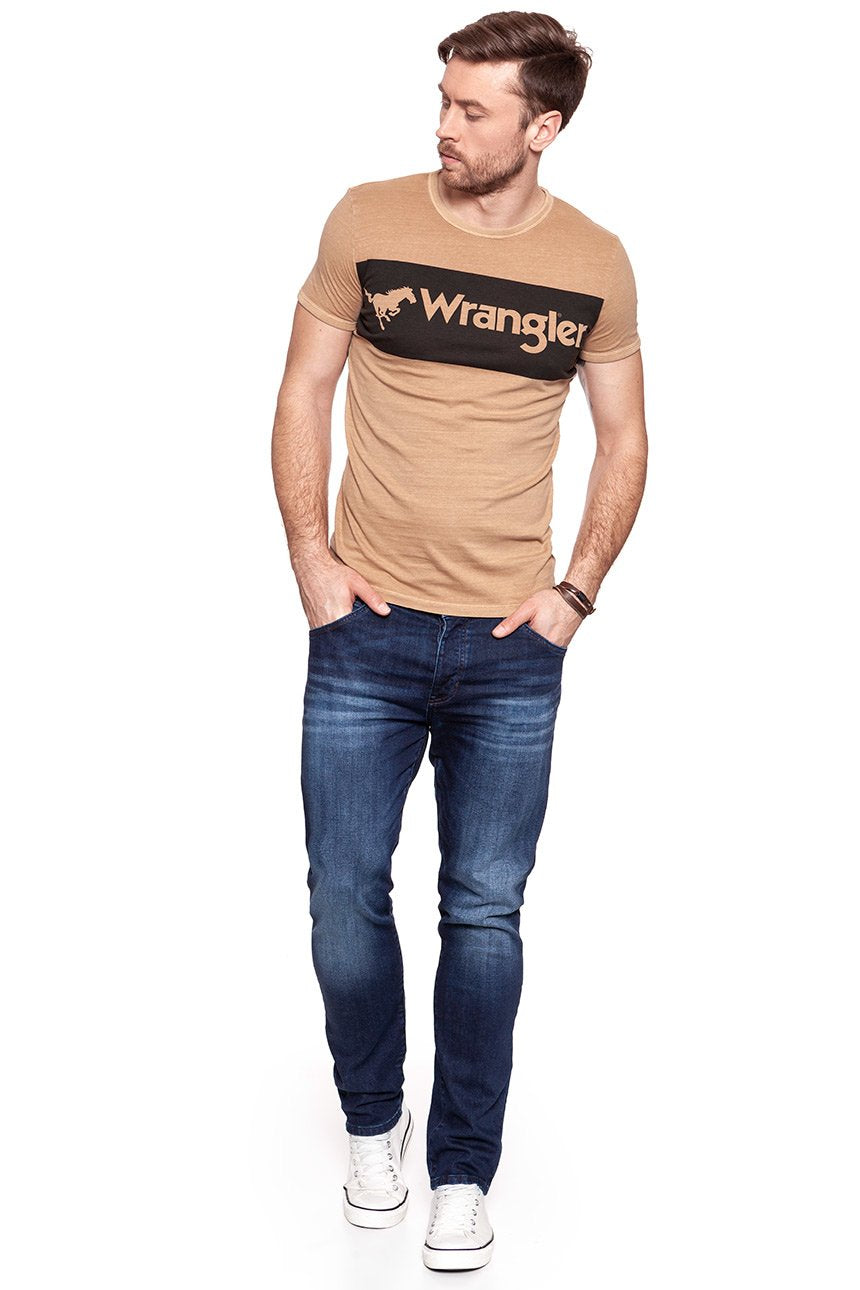 KOSZULKA WRANGLER LOGO RINGER TEE MILKY COFFEE W7B68FQVN