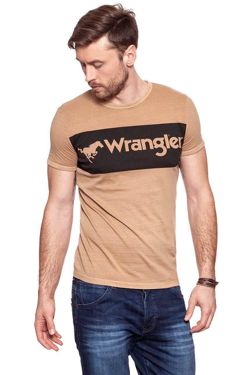 KOSZULKA WRANGLER LOGO RINGER TEE MILKY COFFEE W7B68FQVN