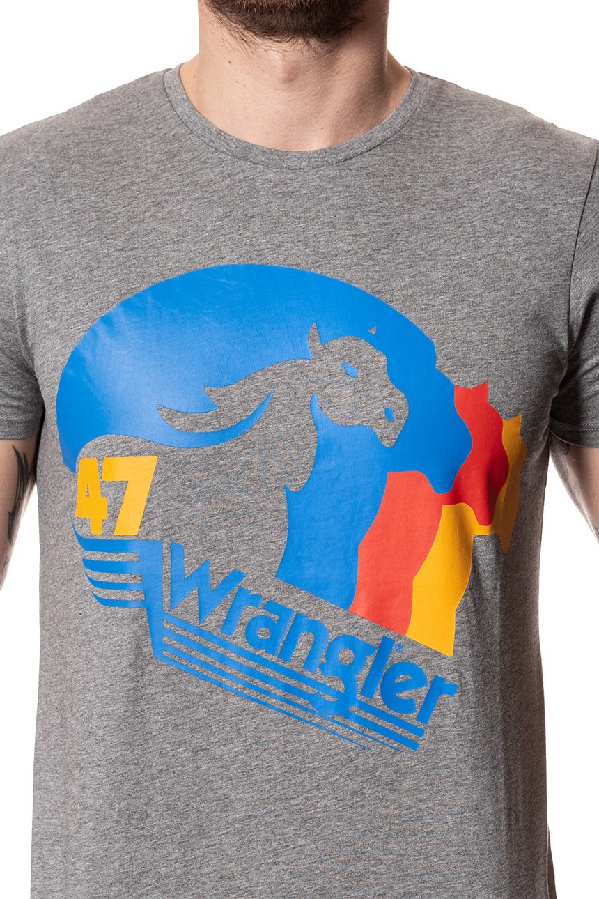 KOSZULKA WRANGLER HORSE LOGO TEE GREY MARL W7B72FKVB