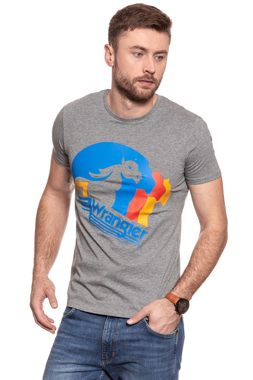 KOSZULKA WRANGLER HORSE LOGO TEE GREY MARL W7B72FKVB