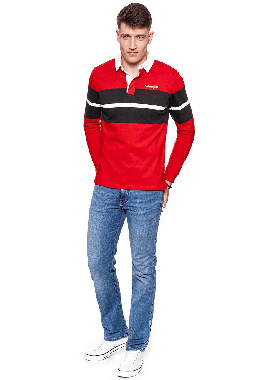 POLO WRANGLER LS RUGBY POLO SALSA RED W7B73GSWN