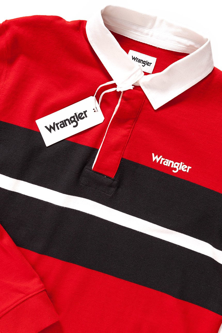 POLO WRANGLER LS RUGBY POLO SALSA RED W7B73GSWN