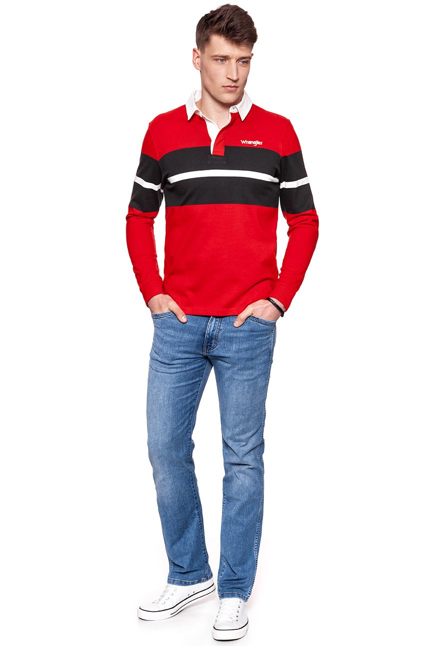 POLO WRANGLER LS RUGBY POLO SALSA RED W7B73GSWN