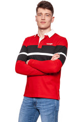 POLO WRANGLER LS RUGBY POLO SALSA RED W7B73GSWN