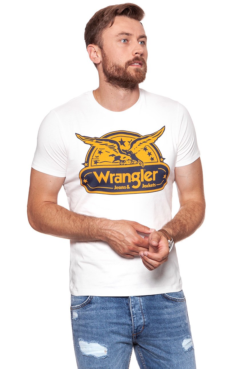 KOSZULKA WRANGLER SS EAGLE TEE OFFWHITE W7B74FK02