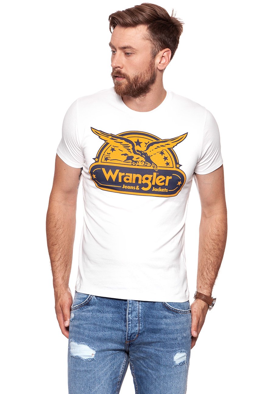 KOSZULKA WRANGLER SS EAGLE TEE OFFWHITE W7B74FK02