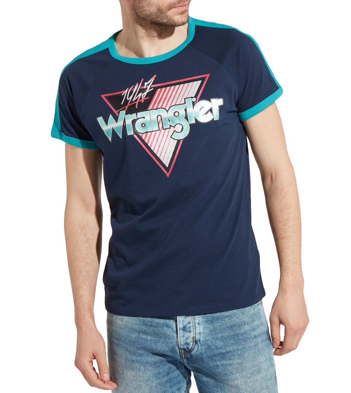 KOSZULKA WRANGLER RAGLAN TEE NAVY W7B77FK35