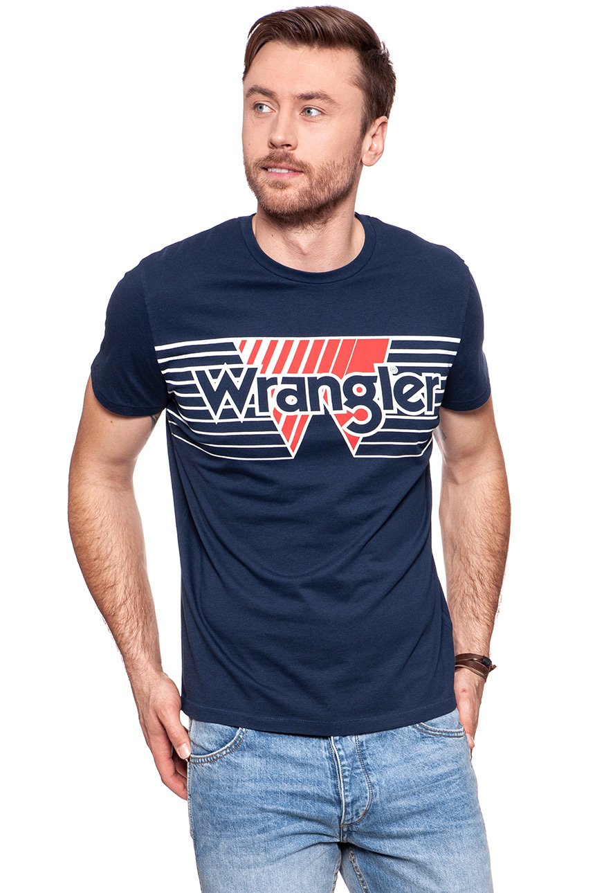 KOSZULKA WRANGLER AMERICANA TEE NAVY W7B93FQ35