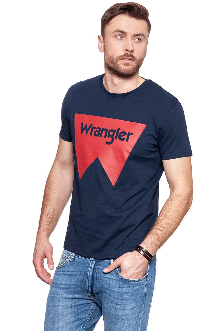 KOSZULKA WRANGLER SS LOGO TEE NAVY W7C50FQ35